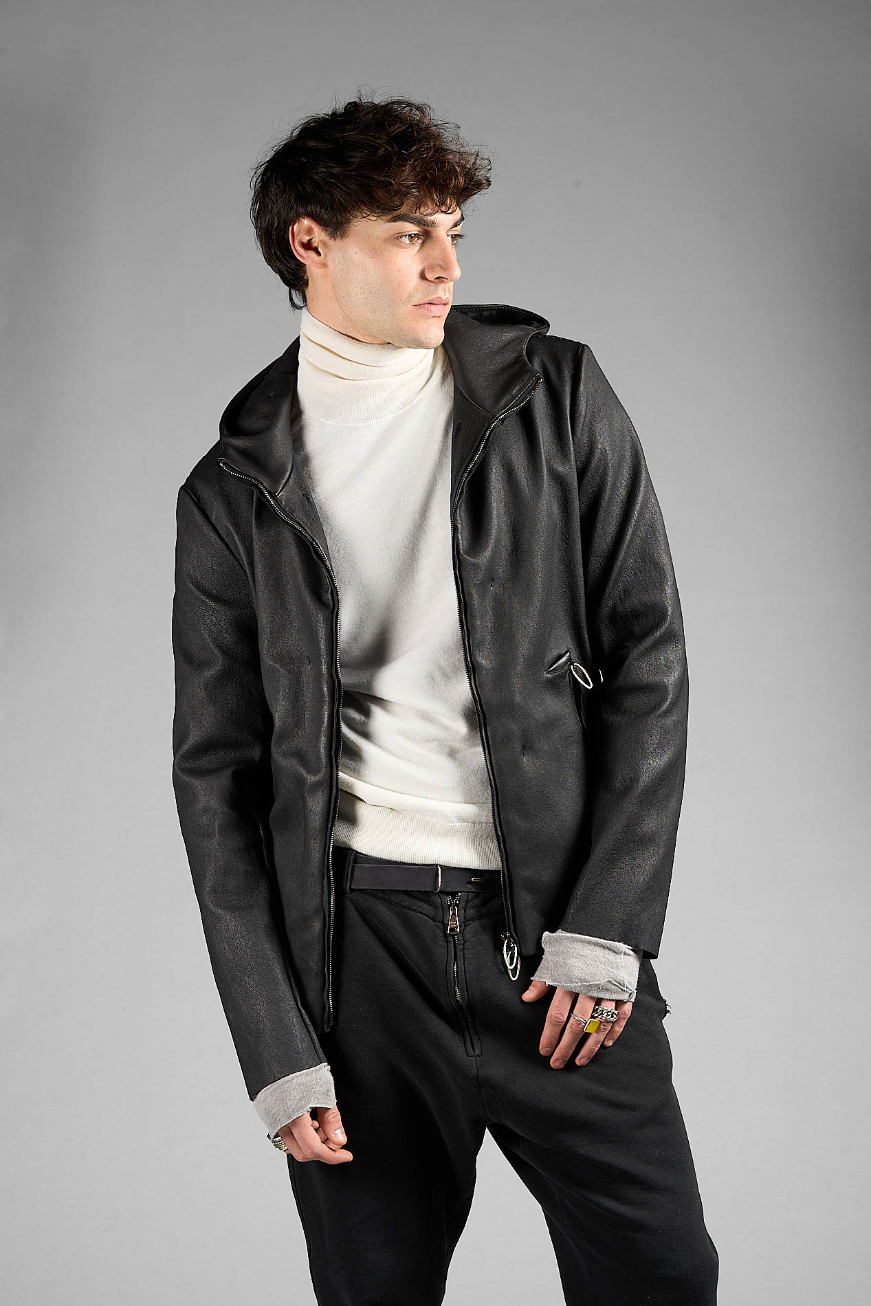 DANIELE BASTA LEATHER AND SILVER JACKET